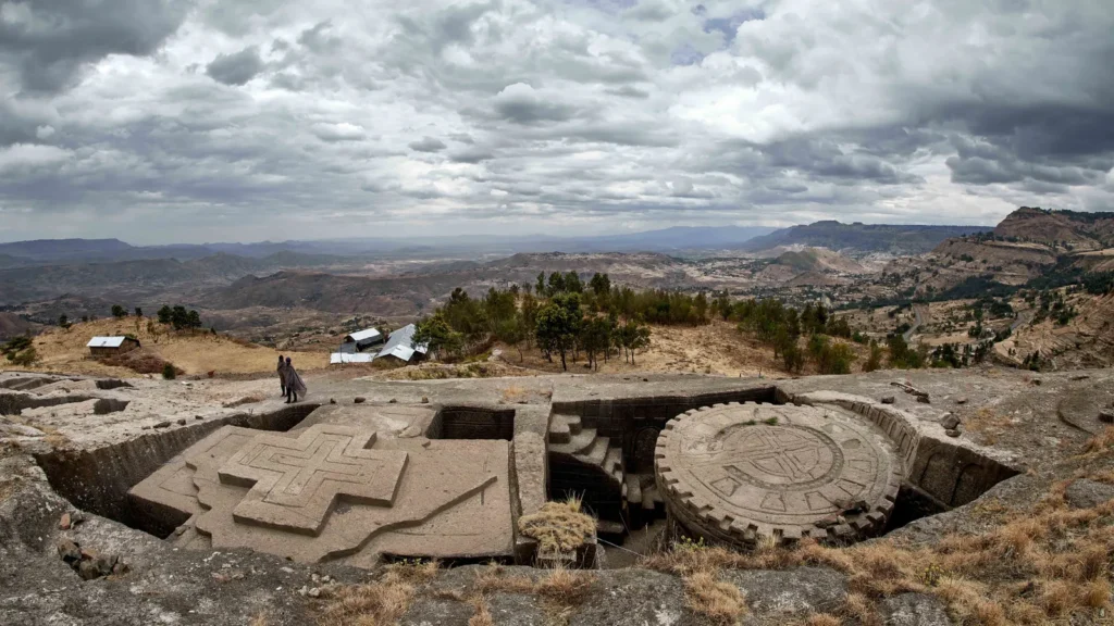 igrejas escavadas na rocha de Lalibela, na Etiópia