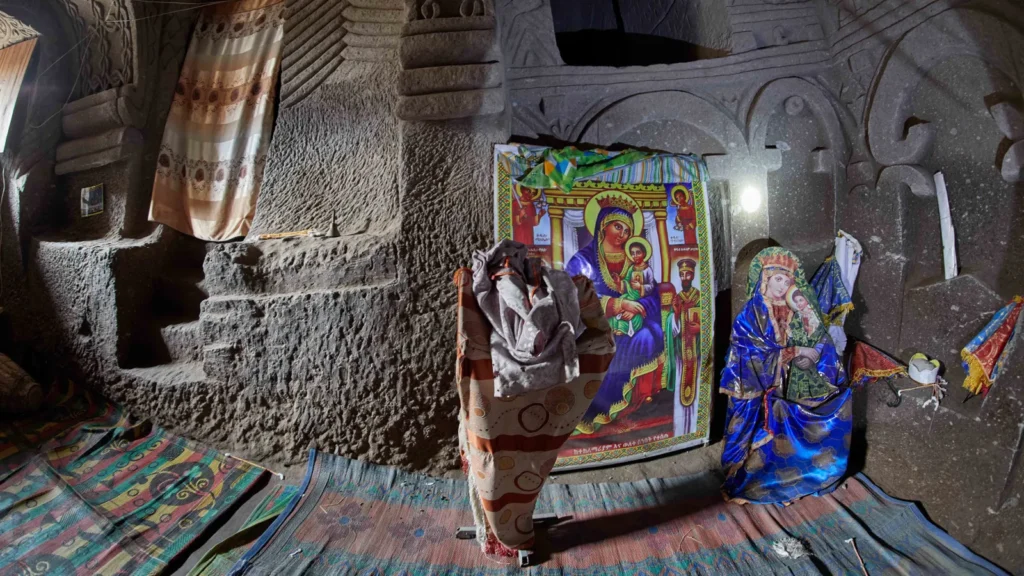 igrejas escavadas na rocha de Lalibela, na Etiópia