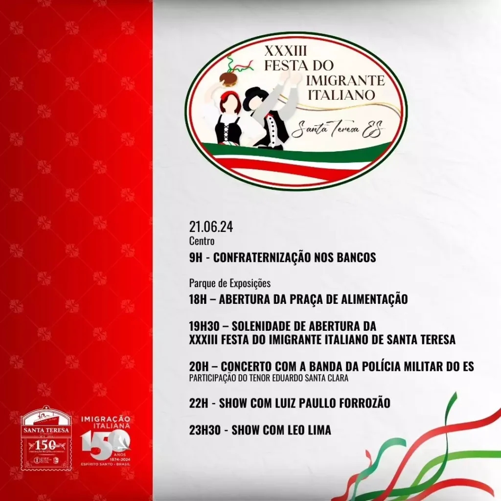 Programacao da 33a Festa do Imigrante Italiano de Santa Teresa 2024 3