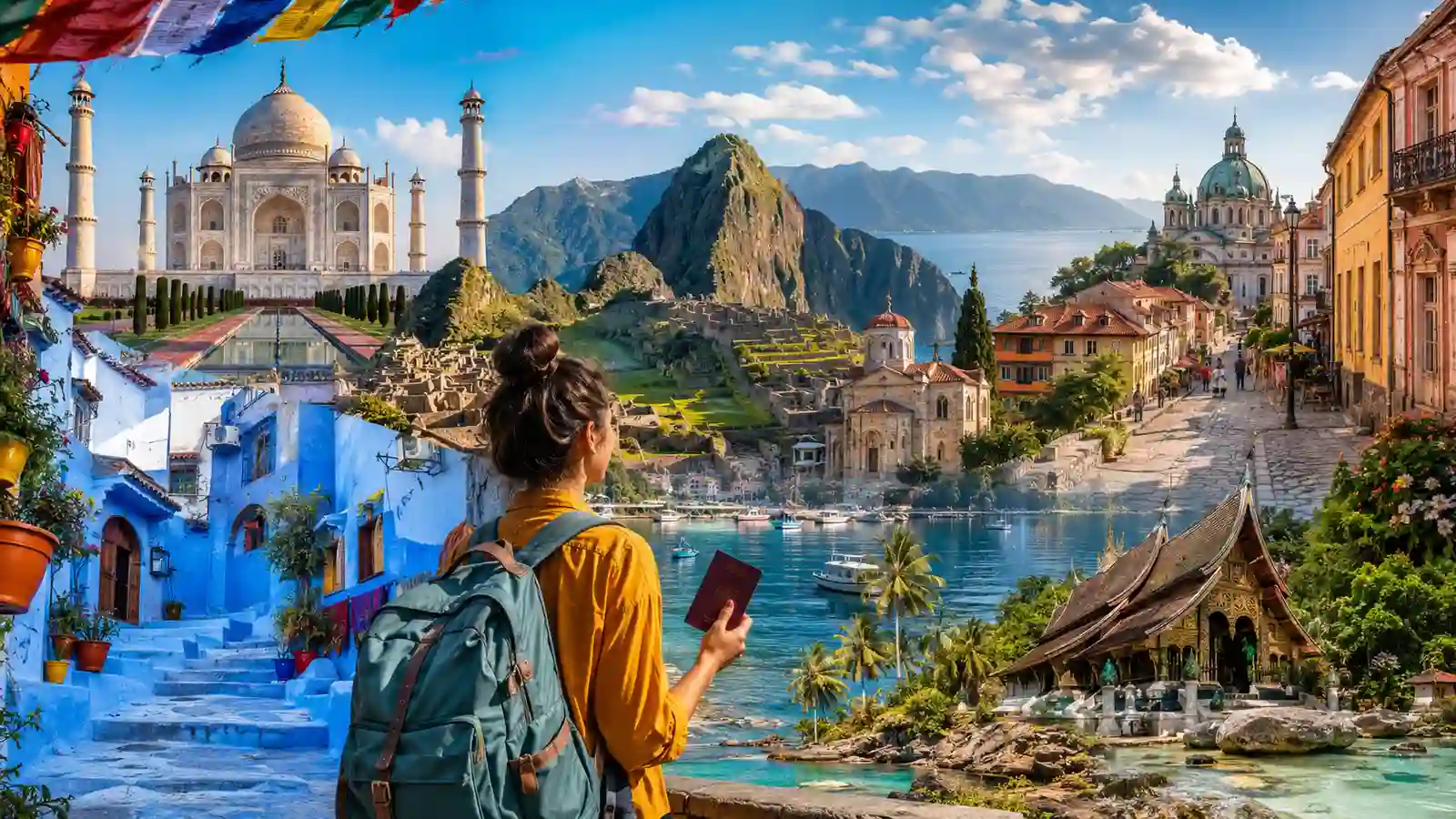 Países baratos para viajar em 2027 com paisagens da Índia Peru Bulgária Marrocos Romênia Laos e Macedônia do Norte