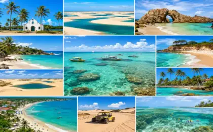 Mapa das Praias do Nordeste com litoral brasileiro praias paradisíacas dunas piscinas naturais falésias e mar azul