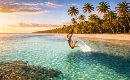 "Paisagem paradisíaca com águas turquesas e coqueiros na Praia dos Carneiros, ilustrando as melhores praias próximas a Porto de Galinhas." Viajar Sozinha de Carro pelo Nordeste