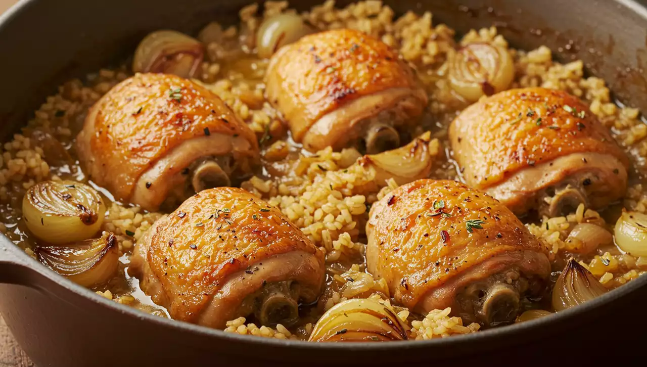 Galinhada brasileira preparada para almoço de domingo