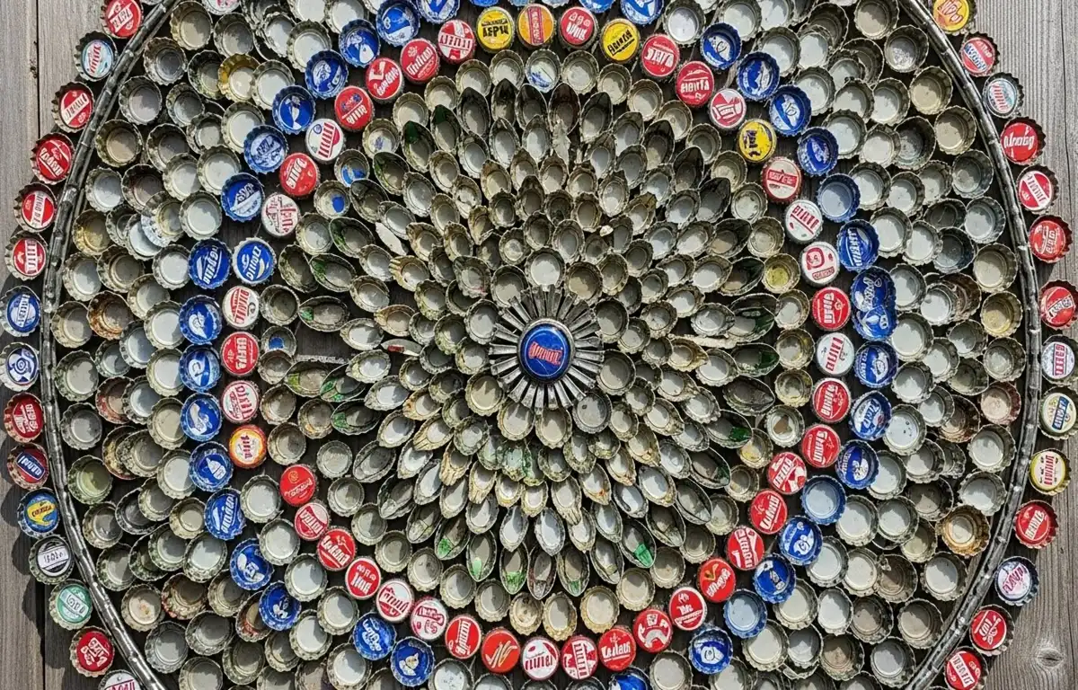 Enfeites feitos com tampinhas de metal