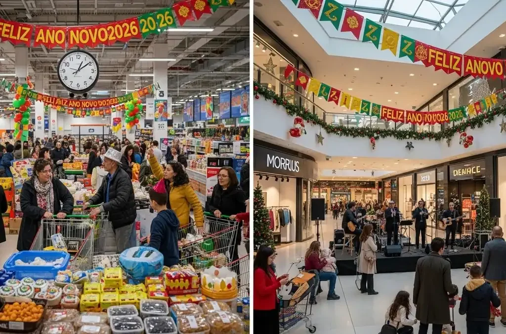 horários supermercados shoppings ES Réveillon 2025