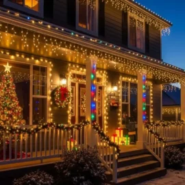 Iluminação natalina na casa inteira