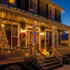 Iluminação natalina na casa inteira