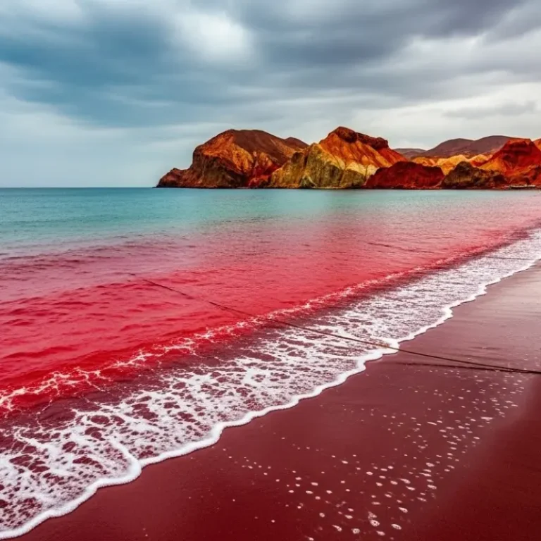 Maré do oceano vermelha no Irã