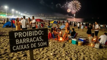 Réveillon nas praias do ES: O que é proibido levar para a areia na virada (Tendas e Som)