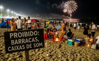 Réveillon nas praias do ES: O que é proibido levar para a areia na virada (Tendas e Som)