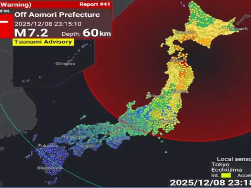 Um terremoto de magnitude 7,2 acaba de atingir o norte do Japão.