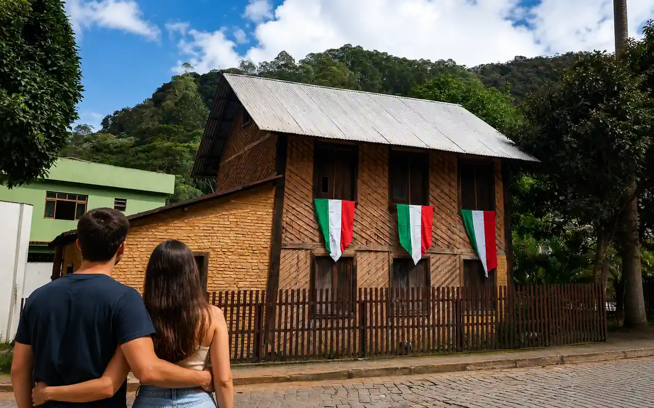 Circuito Caravaggio em Santa Teresa com paisagem rural e montanhas capixabas