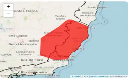 URGENTE: INMET emite Alerta Vermelho de 'Grande Perigo' para chuvas no ES 6 Perigo máximo: INMET emite alerta vermelho para chuvas torrenciais no ES neste domingo (04). Veja a lista de cidades e os riscos de deslizamento.
