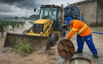 Plantação de mamão alagada em Linhares após fortes chuvas de 300mm.