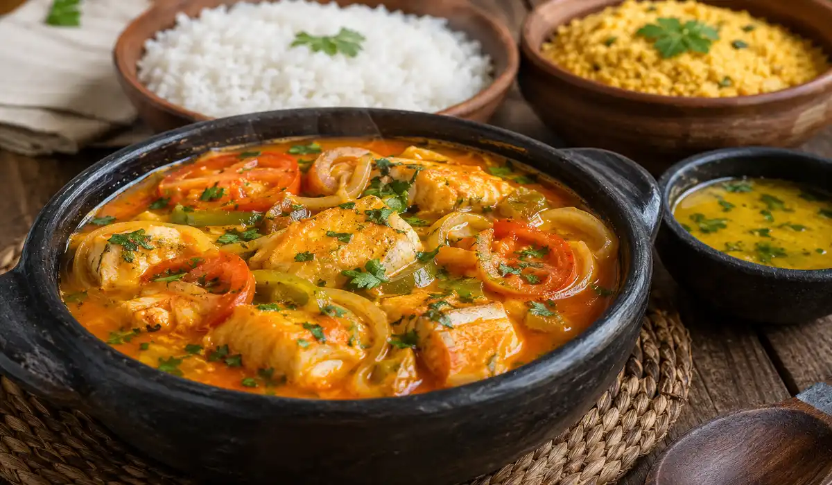 mesa com comidas típicas brasileiras de várias regiões do Brasil