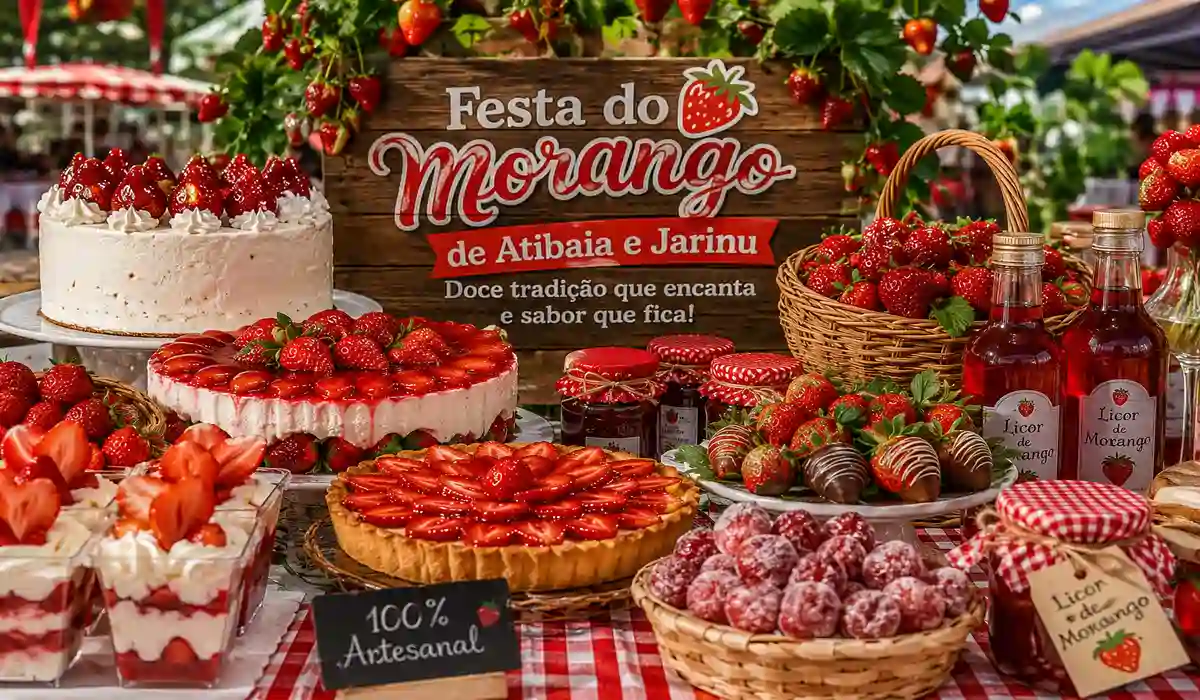 doces com morango na Festa do Morango de Atibaia e Jarinu