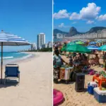 Praia nos EUA e no Brasil