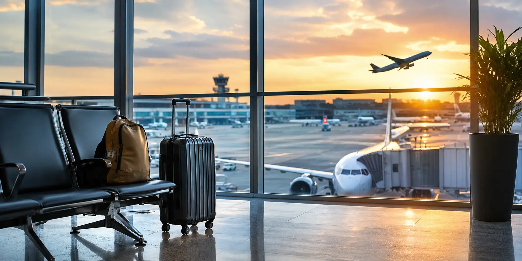 Aeroporto de Vitória com passageiros no terminal de embarque