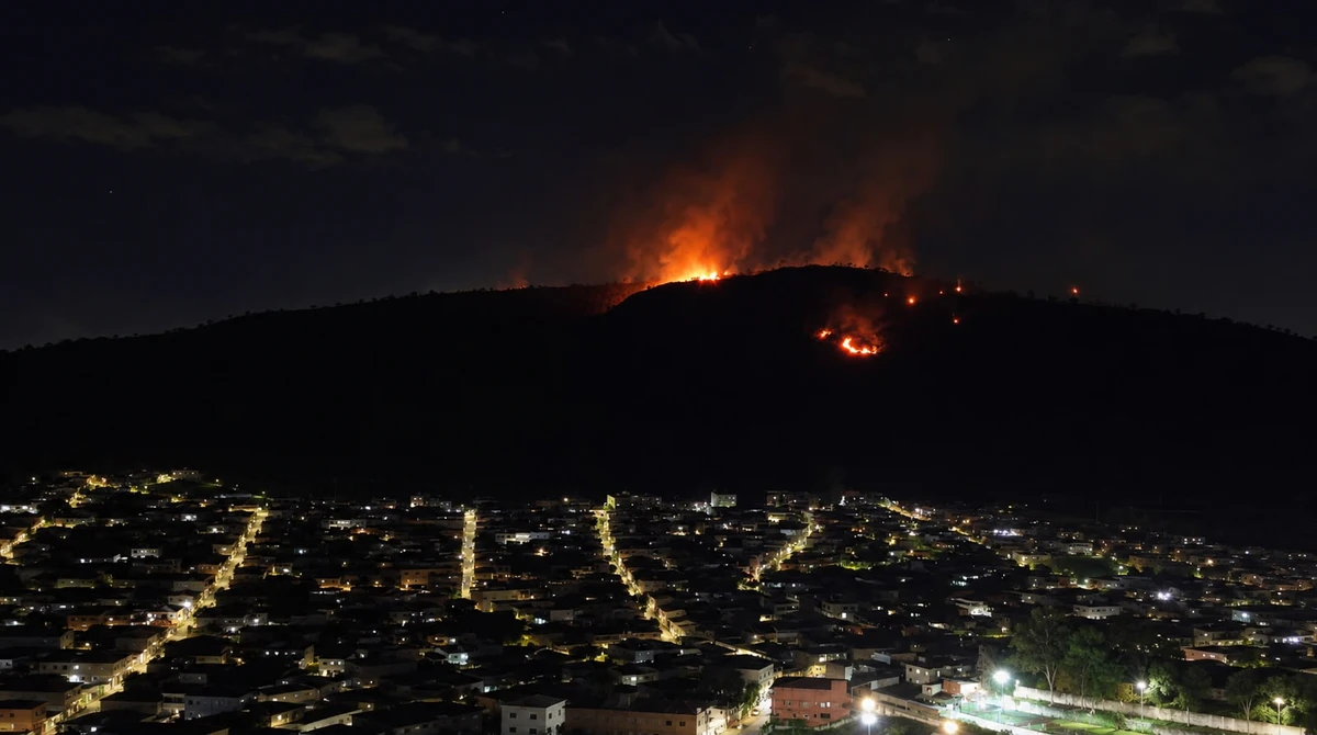 Incêndio em área de mata no Morro São Francisco, em Vitória
