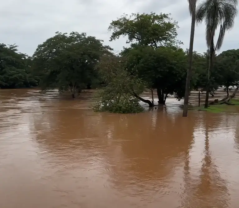 Rio dos Sinos sobe em São Leopoldo e invade ruas