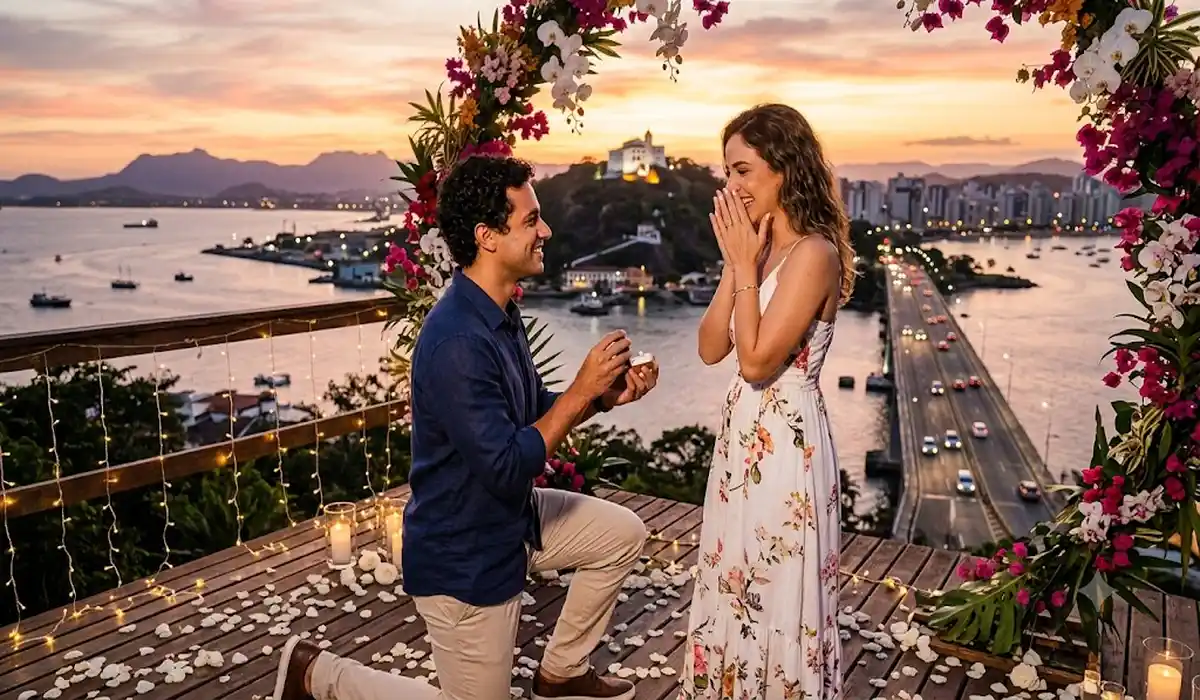 Casal em lugar romântico no Espírito Santo